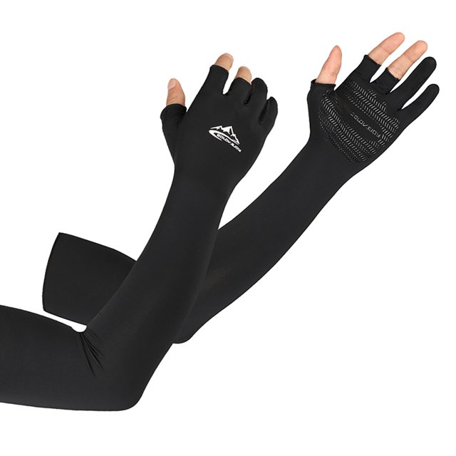 Amdohai Manchons de Bras Rafraîchissants avec Doigts Ergonomiques Hommes Femmes Protection Solaire Manchons de Bras Longs Couvre-Bras pour Cyclisme Conduite Course Golf Football Basketball