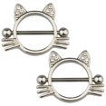 thumbnail image 4 of Nipple Ring Cat Shape 2PCS Stainless Steel Nipple Barbell Body Piercing Jewelry, 4 of 6