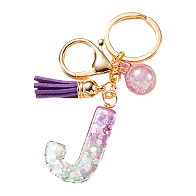 LYMAYTER Cute Pink Tassel Mug Accessory Initial Letter Charm Keychain - with Tassel, Heart - shaped Sequins