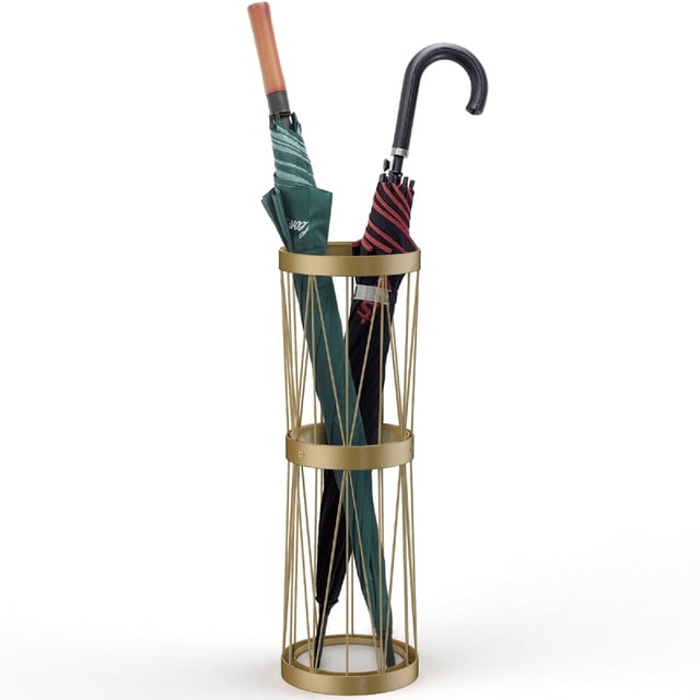 Mango Steam Pluvian Soakstone Simple Metal Umbrella Holder For Living Room or Entryway, Tall Gold