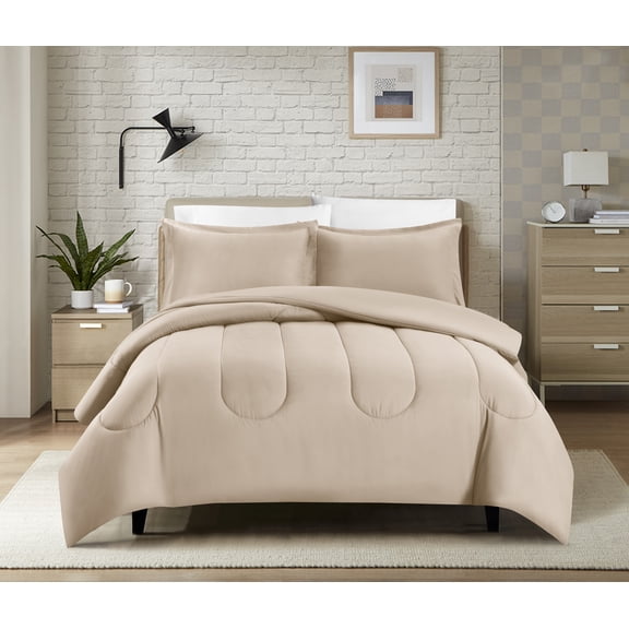 Swift Home Luxury 8 Piece Bed in a Bag, All Season Complete Bedding Set, King, Taupe