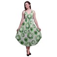 thumbnail image 1 of Bimba Robe Midi Imprimée Teinture sur Nœuds pour Femmes Été Col en V Tenue de Vacances-Moyenne, 1 of 1