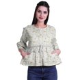thumbnail image 1 of Moomaya T-Shirt à Col Rond pour Femmes à Manches Évasées, Haut Court en Coton Imprimé, Haut Décontracté, 1 of 4