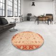 thumbnail image 3 of Ahgly Company Tapis d'Intérieur Carrés Abstraits Orange Vif, Tapis de Zone Abstraits, 6 Pieds Carré, 3 of 6