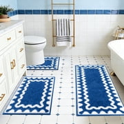 EDHITNR 3 Piece Microfiber Bathroom Rug Set with U Shaped Contours Mat Soft Absorbent Non Slide Bath Mats Machine Washable for Toilet Tub Shower, Velvet Fleece Foam Home Decor for Living Room