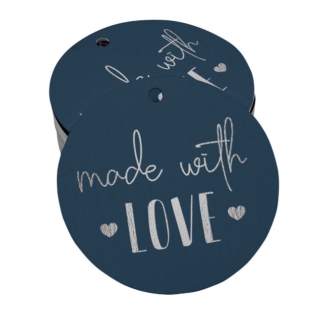 Inkdotpot Pack Of 100 Made With Love Text Favor Paper Tags Craft Real Silver Foil Hang Tags