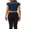 thumbnail image 3 of Allegra K Women‘s Summer Denim Jackets Button Down Short Sleeve Cropped Jean Jacket, 3 of 4