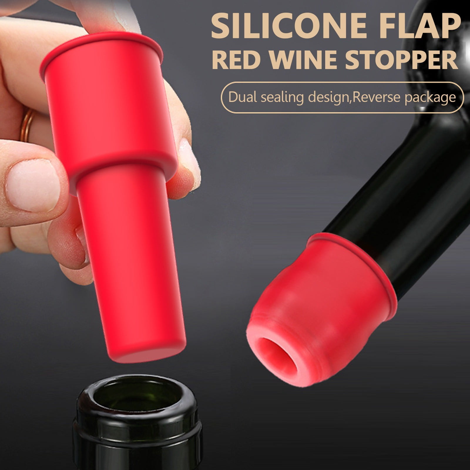 Chmadoxn Kitchen Gadgets, 3PCS Red Wine Sealing Stopper With Champagne Stopper For Household Inventive Easy Preservation And Leak Proof Stopper Wine Bottle Sealing Stopper Wine bottle stopper