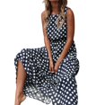 thumbnail image 5 of Robe Maxi 2025 pour Femmes Robes pour Dames Été Décontractée Col Rond à Pois Imprimée Robe d'Été pour Femmes Sans Manches Ligne A Plissée Robe Maxi Sans Manches Ample Froncée Fluide Décontractée Robes Débardeur, 5 of 5