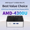 thumbnail image 4 of Ryzen 4300U Mini PC, Z43 AMD R3-4300U (16G+512G) Windows 11, Multitasking, Gaming, Office, Home Use, Mini Computer, Triple Display, 4K, 4 of 5