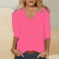 thumbnail image 2 of WRKEKC Chemises à Manches Longues pour Femmes, Hauts à Manches Longues pour Femmes, Haut/chemise à Col Rond à Manches Trois-Quarts Ample et Décontracté Uni pour Femmes, 2 of 6