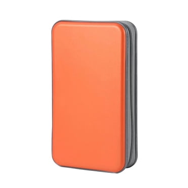 CD Case,alavisxf xx 96 Capacity Hard Plastic CD Holder Protective DVD Disc Storage Case Holder Portable Zipper CD DVD Organizer Storage Wallet for Car Home Travel (96 Capacity, orange)