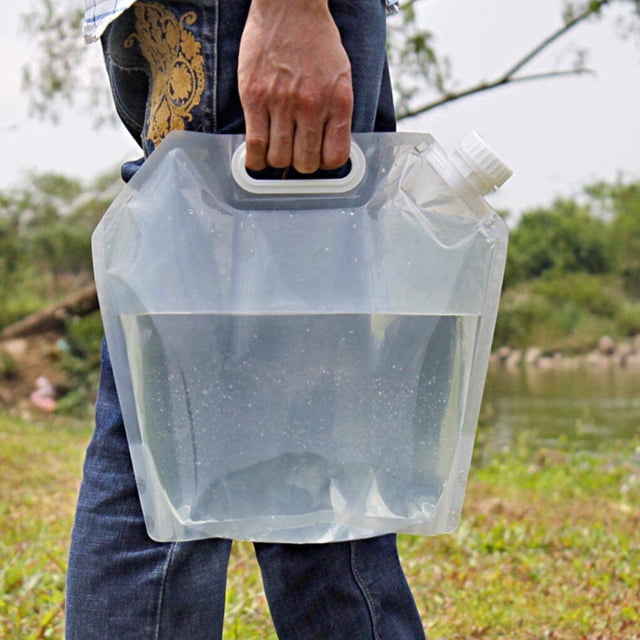 mmirethe Sac d'Eau Pliable 5/10/15L Pichet de Rangement Bonne Étanchéité Bouteille d'Eau avec Poignée Incrustée Conteneur d'Eau Pliable Grande Capacité 15L