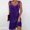 thumbnail image 2 of Penkiiy Robes de Printemps pour Femmes 2024 Décontractées Imprimées Amples Couleur Unie Col Rond Tempérament Élégantes Robes Dos Nu m Violet, 2 of 5