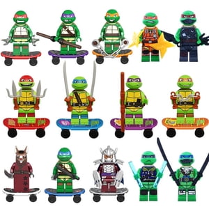 14PCS Ninja Turtles Minifigures – Leo, Raph, Don Action Brick Figures, DIY Building Blocks Toy for Kids