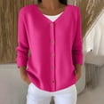 thumbnail image 2 of Feancey Plus Size Cardigans for Women Lightweight Long Sleeve Button Sweaters Thin Casual Open Front Cardigan Sweater Ribbed Knit Jackets Hot Pink L, 2 of 6