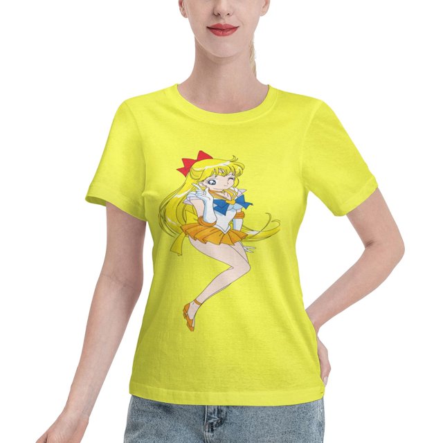 T-Shirt Basique à Manches Courtes pour Femmes Sailor Moon Aino Minako