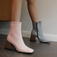 thumbnail image 4 of Cameland Large Women's Punk High Heel Rectangle Toe Thick Heel Zipper Contrast Mart Short Boots, 4 of 5