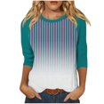 thumbnail image 1 of Birdeem T-Shirts à Manches 3/4 pour Femmes T-Shirt Imprimé Mode Blouse à Manches 3/4 Col Rond Hauts Décontractés T-Shirts à Manches 3/4 pour Femmes, 1 of 5