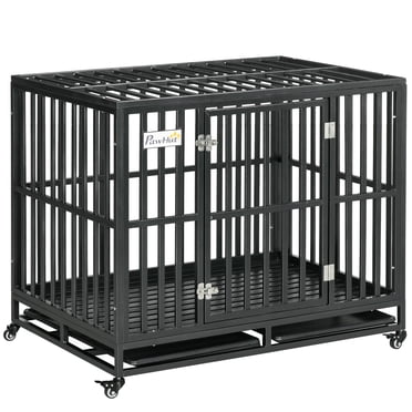 PawHut Cage pour Chien en Acier Robuste de 41 Pouces, Chenil Cage pour Animal, Noir
