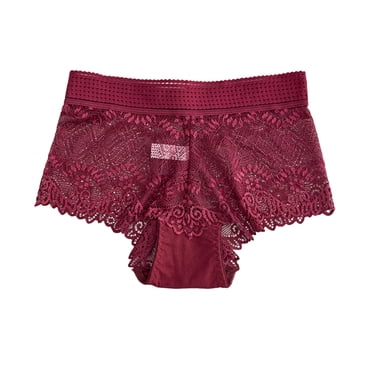 Kogui Underwear for Women High Cut Lace Underwear for Women Sexy Cheeky Panty Seamless Women's Underwear Hipster Ladies No Show Breathable Bikini (Red,XL)