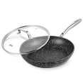 thumbnail image 1 of HLAFRG 10 inch Frying Pan with Lid, 10" Pan Omelet Black Granite Skillet with Lid, Even Heating and Less Oil, Small Pan, Induction compatible, 1 of 7