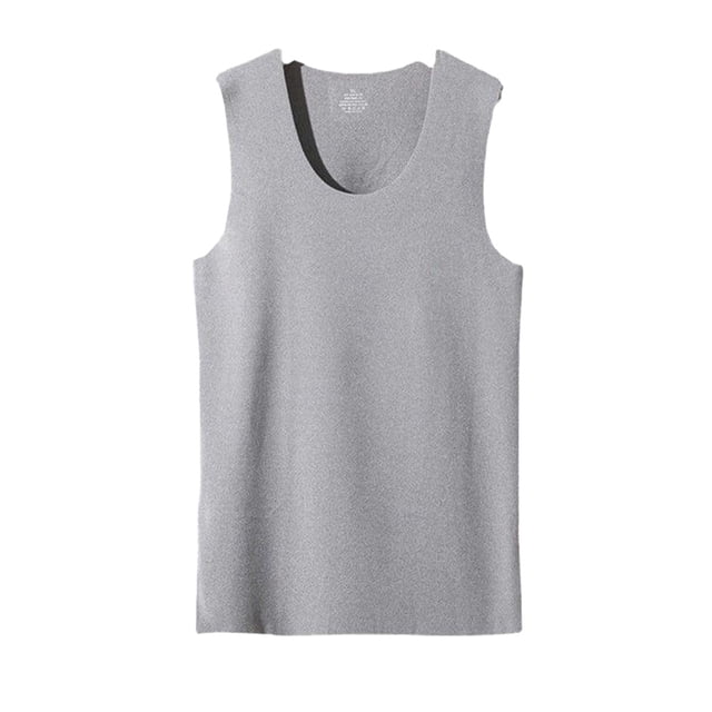 Couche de Base d'Hiver Hauts Thermiques Course Exercice Chaud Débardeur de Base Homme Couleur Unie Design Simple Sans Manches sous-Vêtements Blanc Gris Col Rond