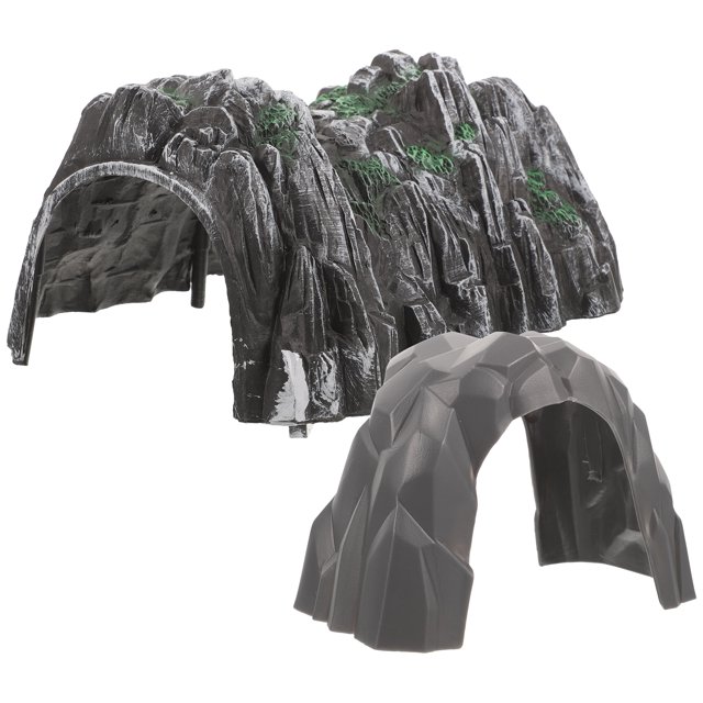 2 Pcs Petits Tunnels pour Ensemble de Train et Modèle de Table à Sable en Plastique Multicolore, Présentant un tunnel Détaillé de Style Rocher et un Modèle de Grotte Plus Petite. le Grand tunnel a une surface Rocheuse Texturée avec des accents Verts, Tandis Que le Petit tunnel a un design Géométrique. Idéal pour Améliorer les Ensembles de Train, les Modèles de Bac à Sable Ou les Projets de Paysage Bricolage. Dimensions : 11.8x7.9x3.9 Pouces.