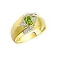 thumbnail image 3 of RYLOS Mens Rings Yellow Gold Plated Silver Ring 6X4MM Oval Shape Gemstone & Diamond Ring Peridot August Birthstone Rings For Man Silver Rings, Size 11, 3 of 7