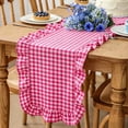 thumbnail image 1 of Leaf Edge Ruffled Table Runner for Coffee Dining Tv Cabinet Home Decor, Pink, JKODE, 1 of 8