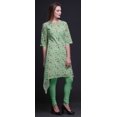 thumbnail image 3 of Bimba Kurti Asymétrique Vert à Imprimé Floral Lys et Lotus pour Femmes, Robe d'Été Indienne Tunique Grande, 3 of 6