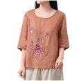 thumbnail image 2 of Pisexur Hauts pour Femmes, Chemisiers pour Femmes, Chemisiers pour Femmes Chic Décontracté Chandail Décontracté à la Mode pour Femmes Imprimé à Manches Courtes Col Rond Haut Rouge, 2TG, 2 of 2
