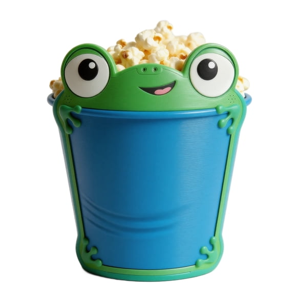 Toys Story 5 Popcorn Bucket Lilypad Green Frog Snack Container for Movie Night Cinema Theater, 3D Print Reusable Plastic Food Bowl for Fans, Story Toy Theme Party Supplies Decor