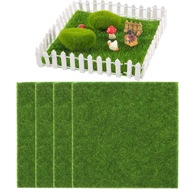 Baohd 4pcs ABS Scratch-Proof Artificial Grass Lawn For Low-Maintenance Gardens Low Maintenance Flocking 1Set
