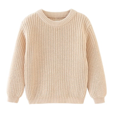 MeetoTime Toddler Baby Long Sleeved Warm Round Neck Sweater Solid Color Knitted Tops for Girls Baby Clothes
