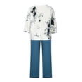 thumbnail image 3 of Chemise à Manches Longues pour Femmes Imprimé Col Rond Pull à Manches Longues + Pantalon Ensemble Hauts à Manches Longues pour Femmes Pantalons d'Été Légers pour Femmes, 3 of 8