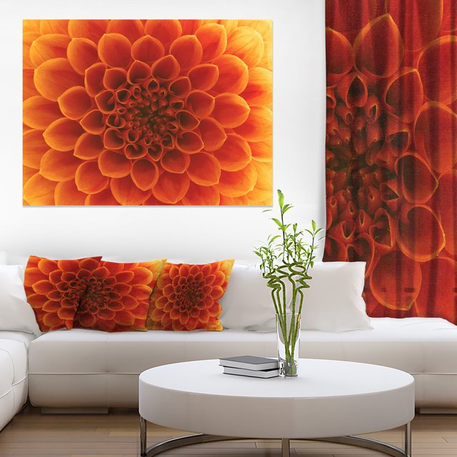 Large Dark Yellow Flower and Petals - Floral Canvas Art Print