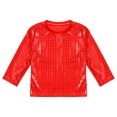 thumbnail image 4 of MIASHUI T-Shirt à Paillettes pour Garçons et Filles, Col Rond, Manches Longues, pour Carnaval, Rouge, 8-9 Ans, 4 of 6