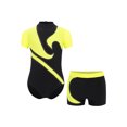 thumbnail image 1 of RUNQHUI Kids Boys Gymnastics Dance Performance Outfit Color Block Ballet Leotard with Shorts Set Fluorescent Yellow 16, 1 of 7