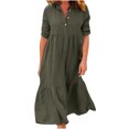 thumbnail image 2 of Robes d'Été pour Femmes 2023 Mode Tendance Femmes Automne Uni Décontracté Col Rabattu Manches Longues Vacances Robe à Boutons Chemises pour Femmes Chic Décontracté en Liquidation, 2 of 9