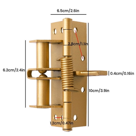 Automatic Door Closing Hinge, 4 Inch Invisible Spring Door Hinge for Wood Doors, Self-Closing Door Hinge with 90-Degree Positioning, Heavy-Duty Door Closer for Interior and Exterior Use