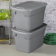 thumbnail image 4 of Sterilite 38 Liter Tote, Plastic Storage Bin with Snap-on Lid, Stackable, Gray, 4 of 6