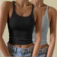 thumbnail image 2 of Timegard Camisoles 2 Pcs pour Femmes Col Rond Côtelé Sans Manches Ajusté Court Haut Décontracté Sortie Camis, 2 of 6