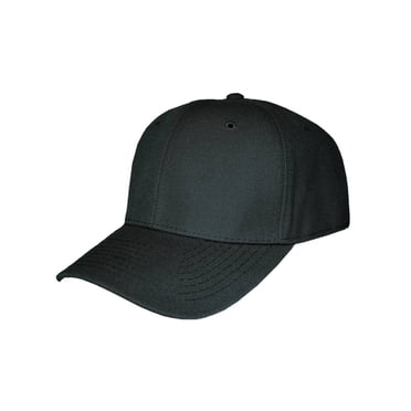 Plain Fitted Curve Bill Baseball Hat, Black 7 1/2