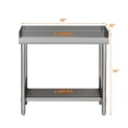 thumbnail image 3 of EDTara 36" x 30" Stainless Steel Commercial Work Table, Foldable Base with Adjustable Undershelf for Hotel, Restaurant & Home, 3 of 8
