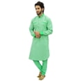 thumbnail image 4 of Atasi Ensemble Kurta Pyjama Vert Style Pathani pour Homme Chemise Punjabi pour Homme-G, 4 of 6