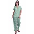 thumbnail image 1 of Moomaya Pyjama Chemise en Coton Imprimé Col à Encoche Tenue de Nuit Ensemble de Pyjama pour Femme, 1 of 6