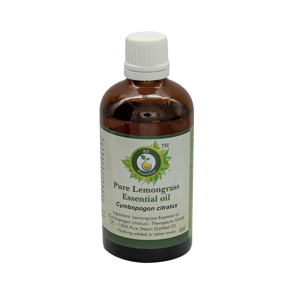 Lemongrass Essential Oil Cymbopogon Citratus Lemongrass Oil For Hair For Body For Massage Pure Natural Steam Distilled Therapeutic Grade 30ml 1.01oz By R V Essential