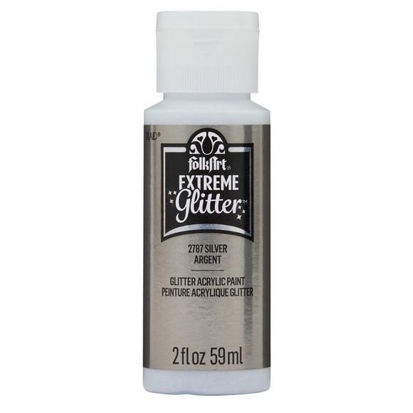 FolkArt Extreme Glitter Acrylic Paint, Silver, 2 fl oz