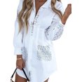 thumbnail image 3 of DYMADE Womens V Neck Letter Print Long Sleeve Top Shirt, 3 of 3